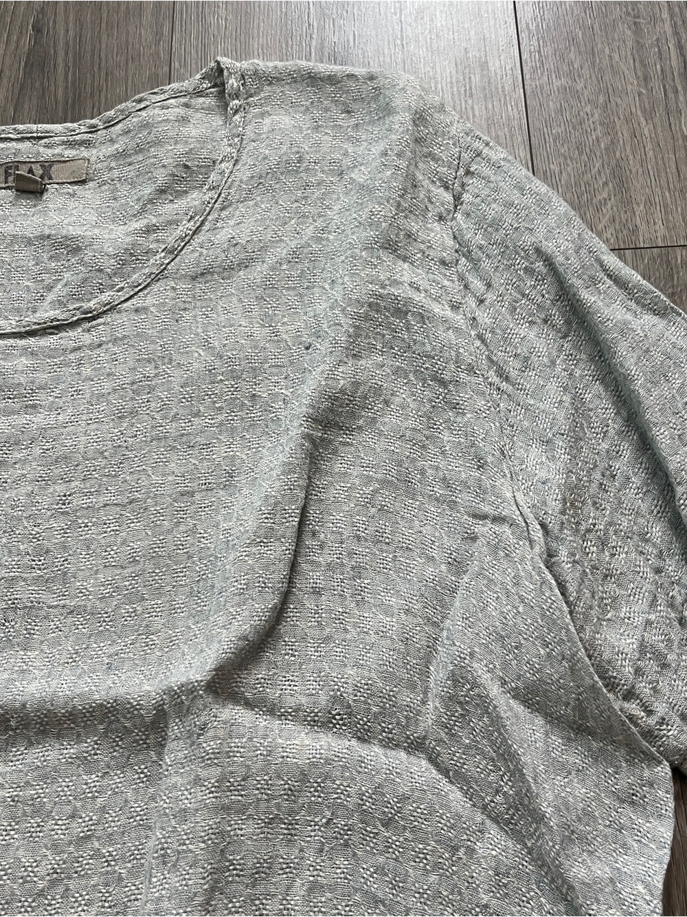 Flax 100% Linen Light Gray Green Relaxed Scoop Neck Boho Grandmacore Size Large - Picture 4 of 7